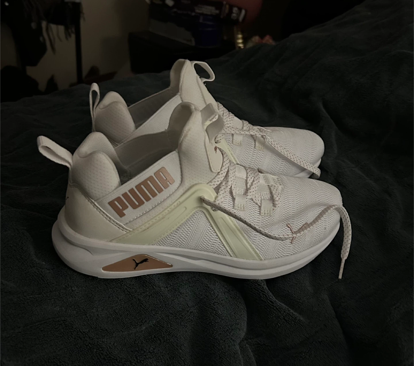 Puma White & Rose Gold Running Shoes