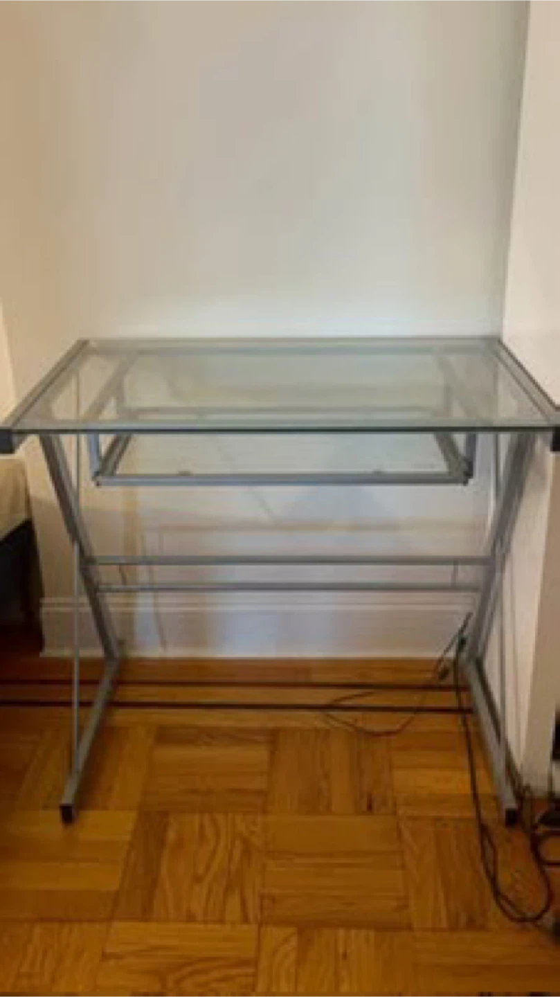 Glass Top Desk with Metal Frame