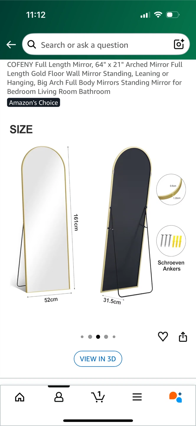 COFENY Full Length Mirror - Come with box - photo 2