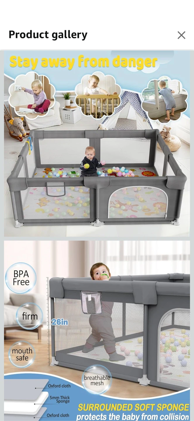 Palopalo Baby Playpen, Grey - photo 2