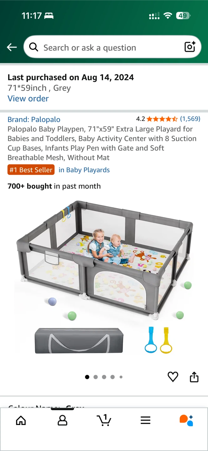 Palopalo Baby Playpen, Grey