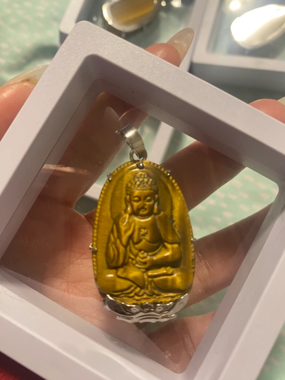 Tiger's Eye Buddha Pendant, New in Box - photo 5