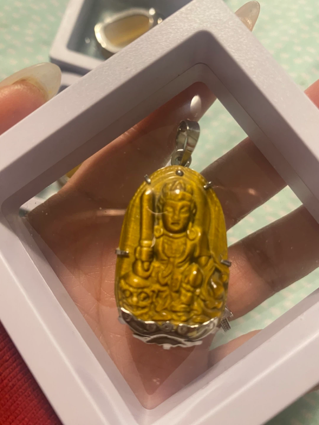 Tiger's Eye Buddha Pendant, New in Box - photo 3