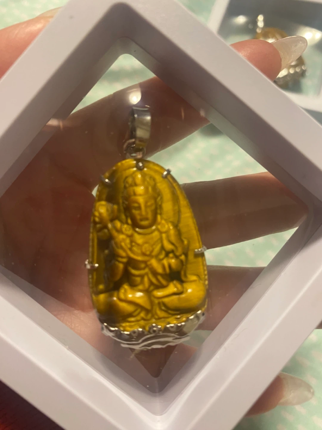 Tiger's Eye Buddha Pendant, New in Box
