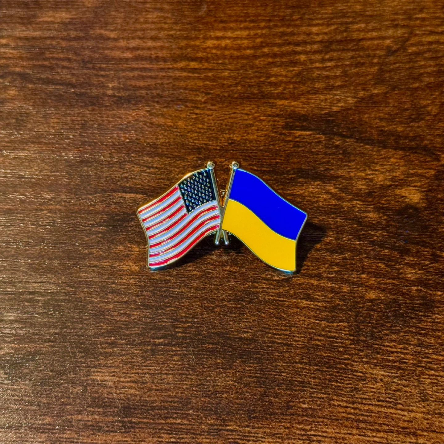 American Ukrainian Flags Lapel Pin USA Ukraine Double Flag Pin