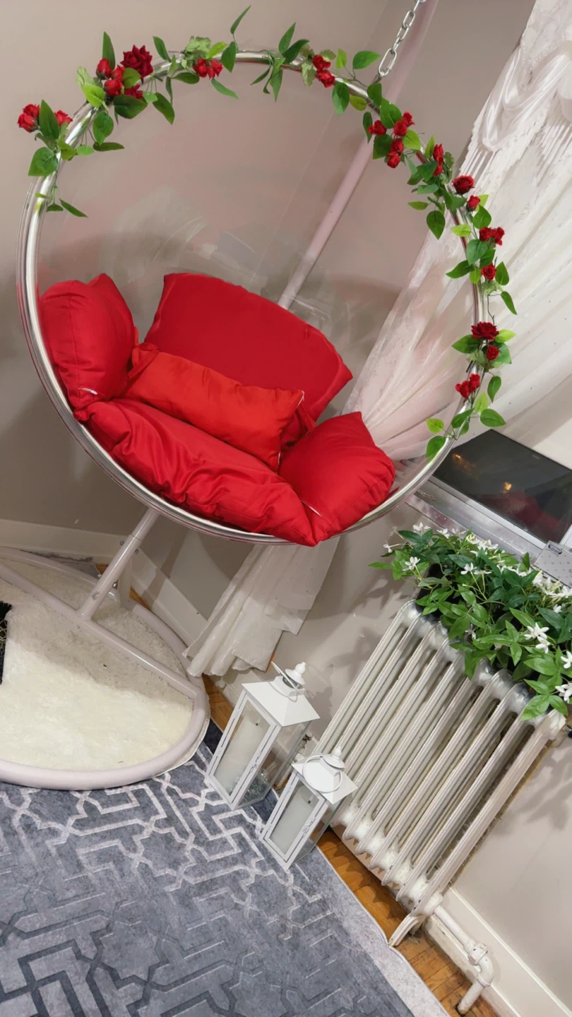 Hanging Bubble Chair with Red Cushion - photo 4