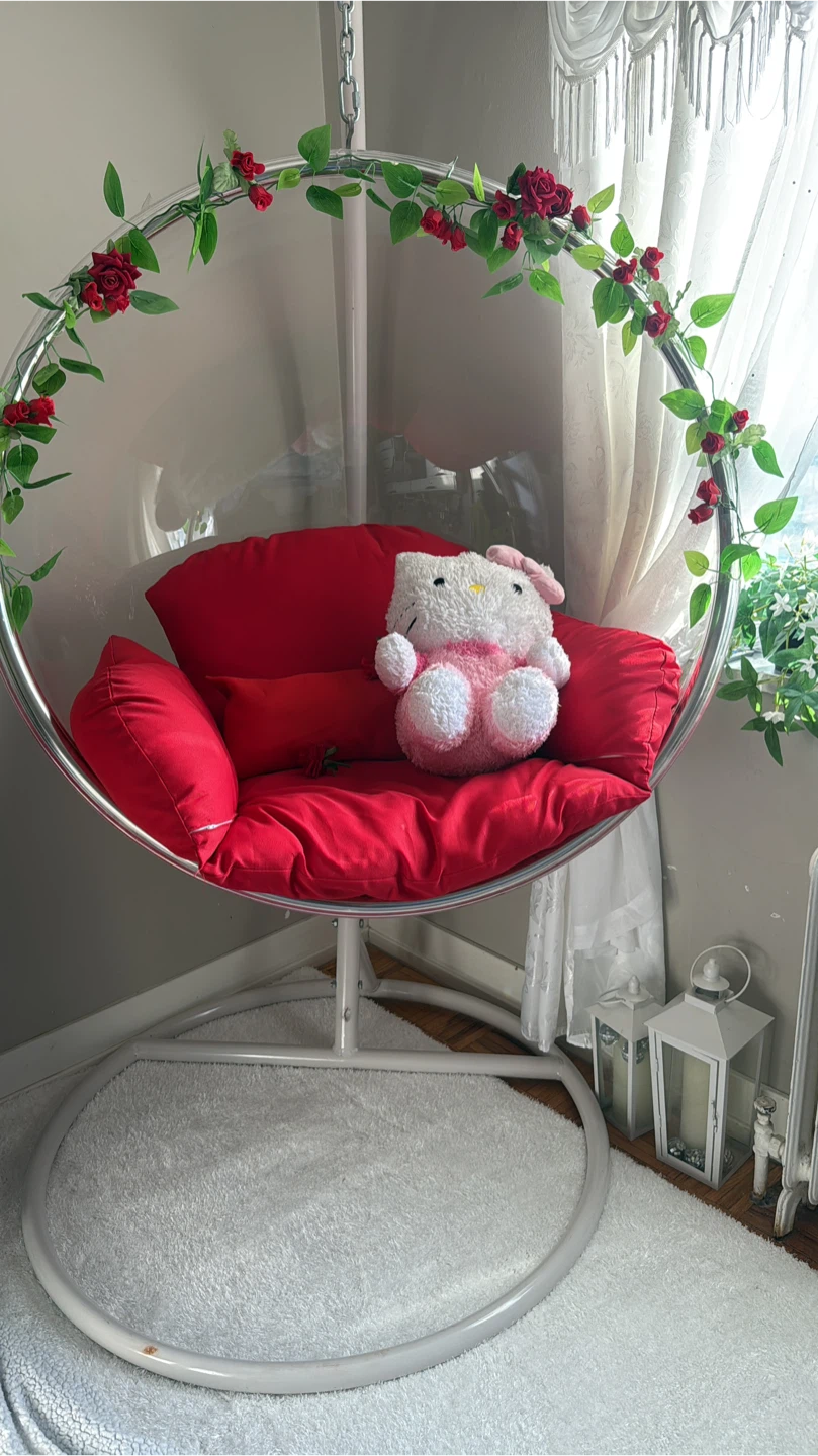 Hanging Bubble Chair with Red Cushion - photo 3