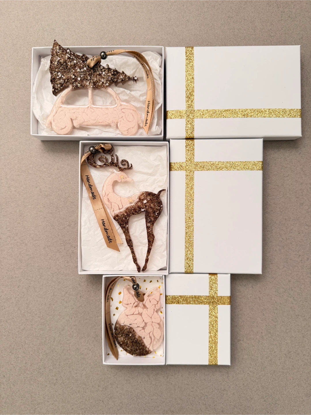 Handmade Christmas Ornament Set | Epoxy Resin | 3 pieces - photo 2