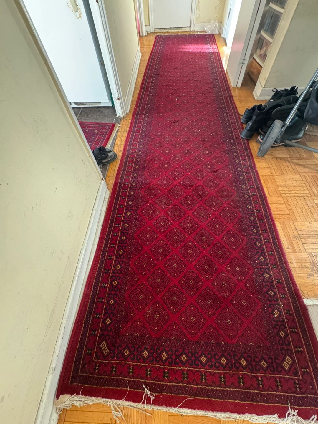Red patterned area rug - photo 2