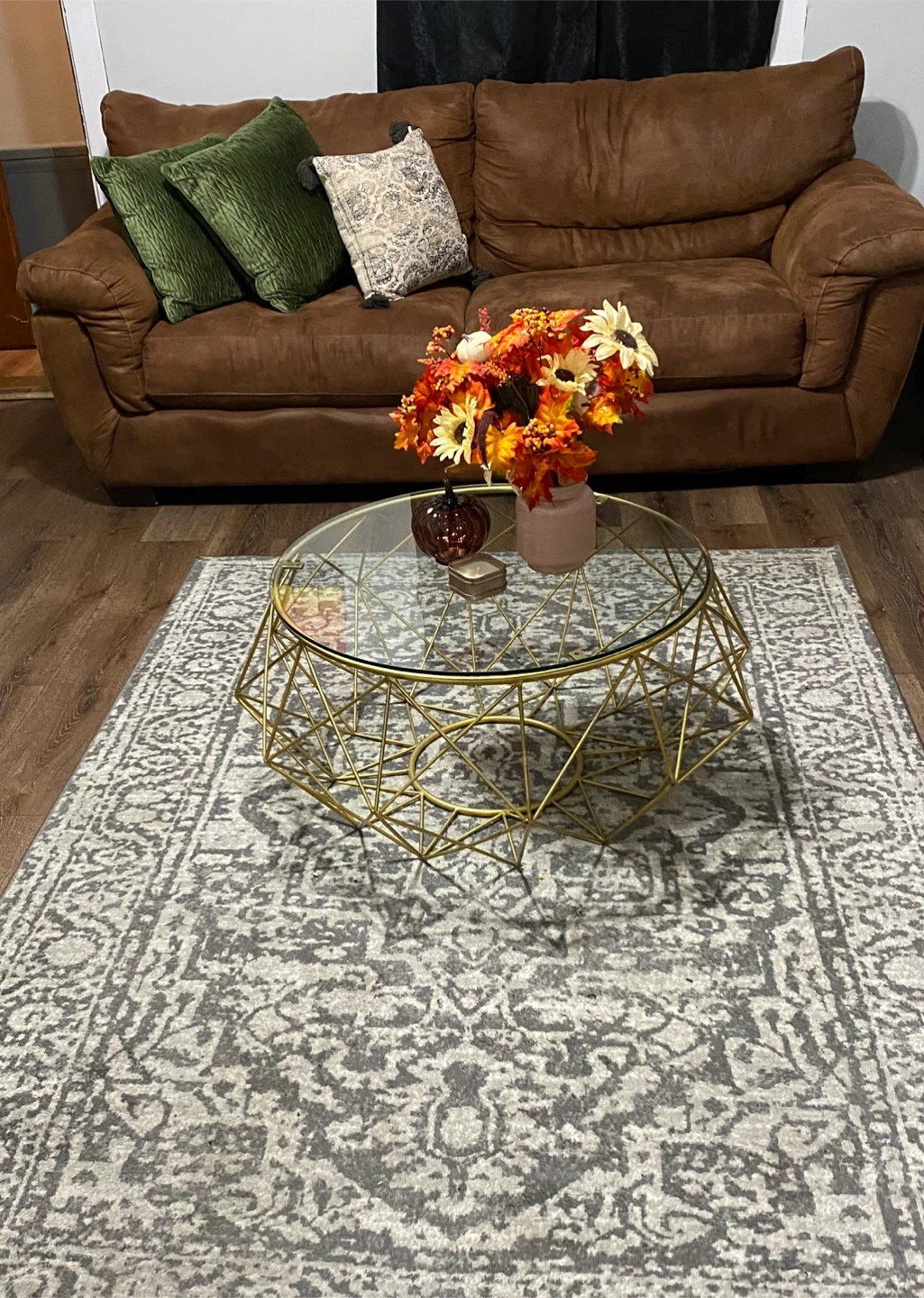 Gold Geometric Glass Coffee Table