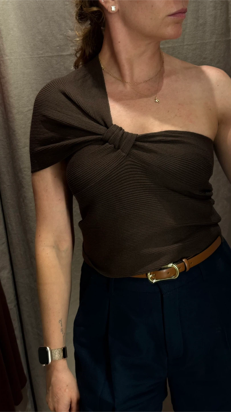 New with tags Zara one shoulder asymmetrical knot top S