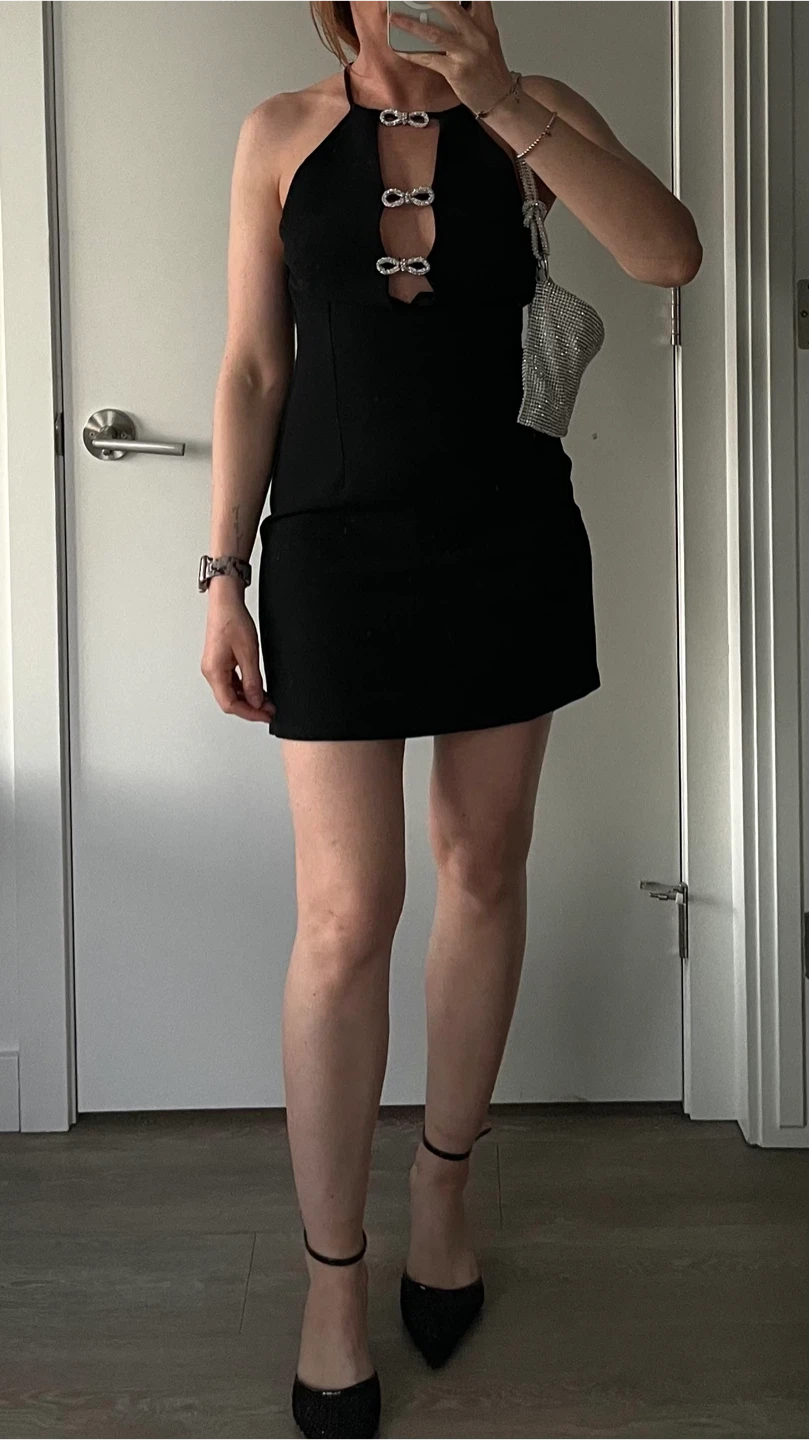 Zara new jewel bow mini black dress S - photo 2