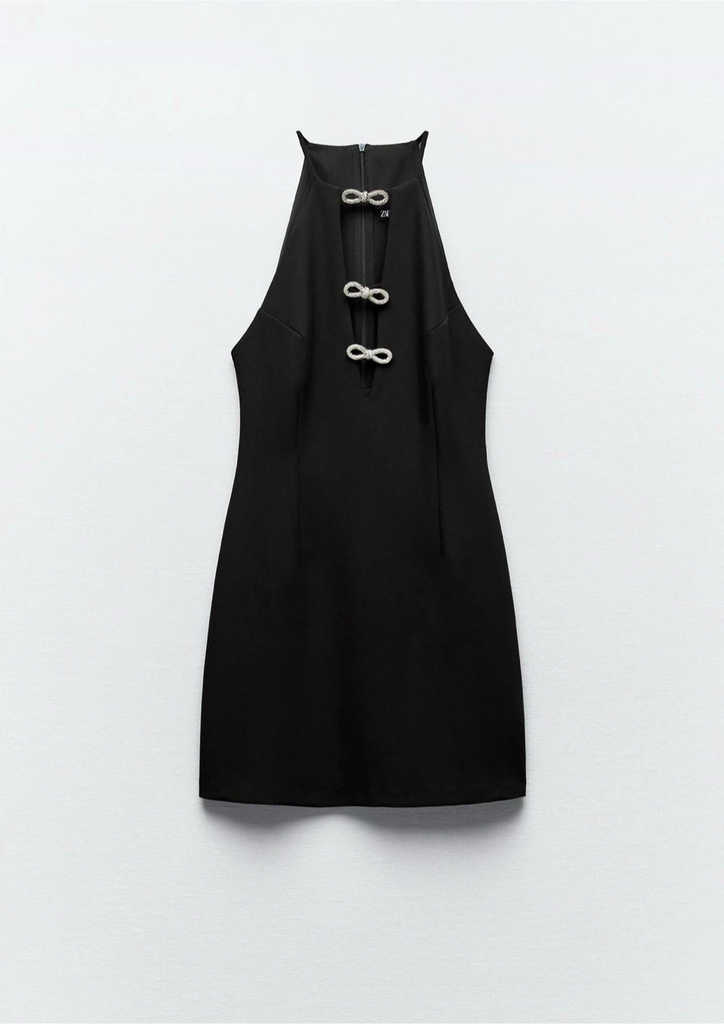 Zara new jewel bow mini black dress S - photo 5