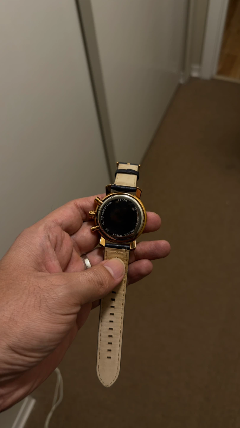 Fossil Gold & Blue Leather Watch - photo 3