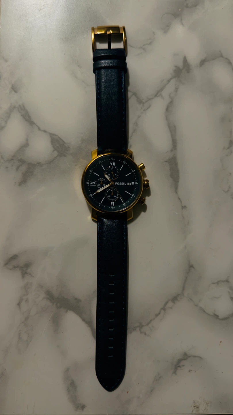 Fossil Gold & Blue Leather Watch
