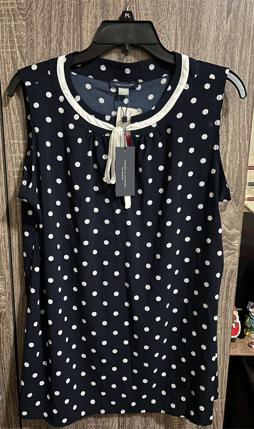 Tommy Hilfiger Polka Dot Sleeveless Top - Size 12