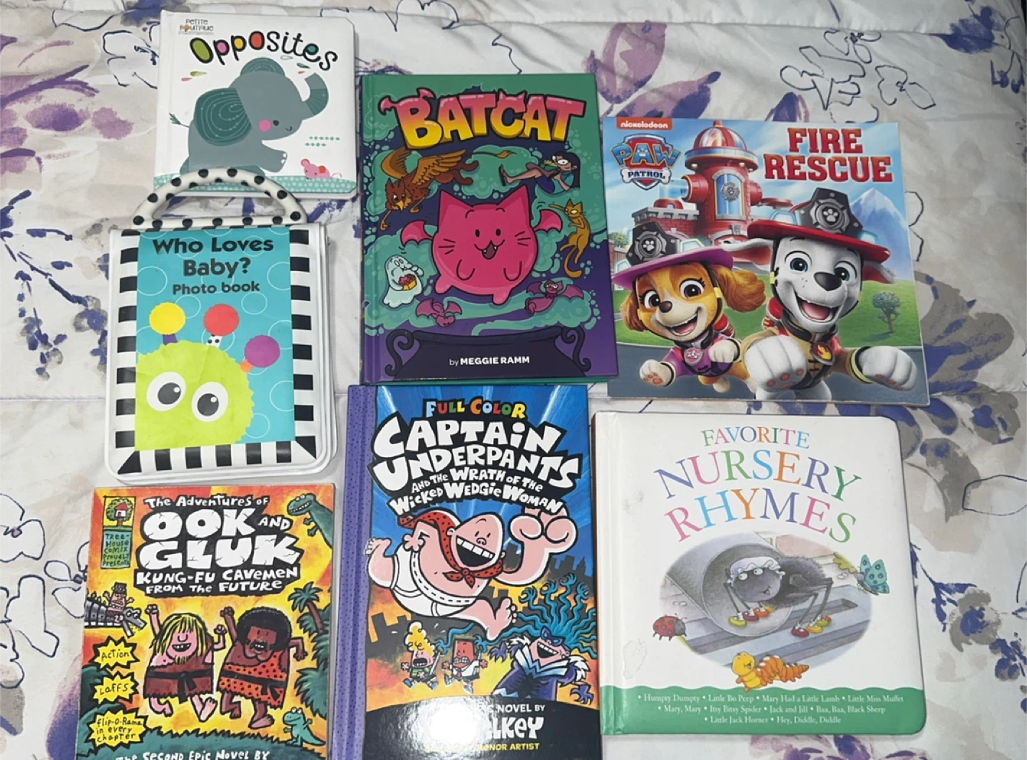 Kids' Books: Opposites, Batcat, Paw Patrol, Captain Underpants