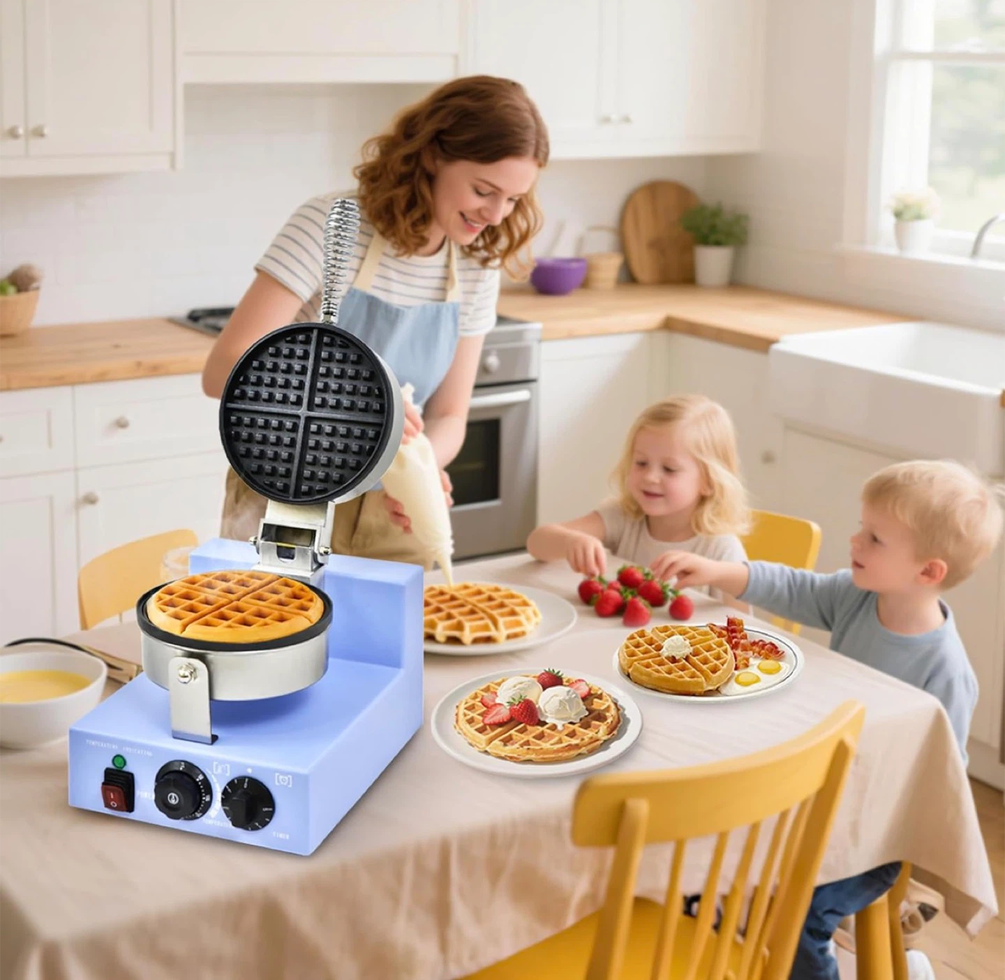 Round Waffle Maker - Light Blue - photo 2