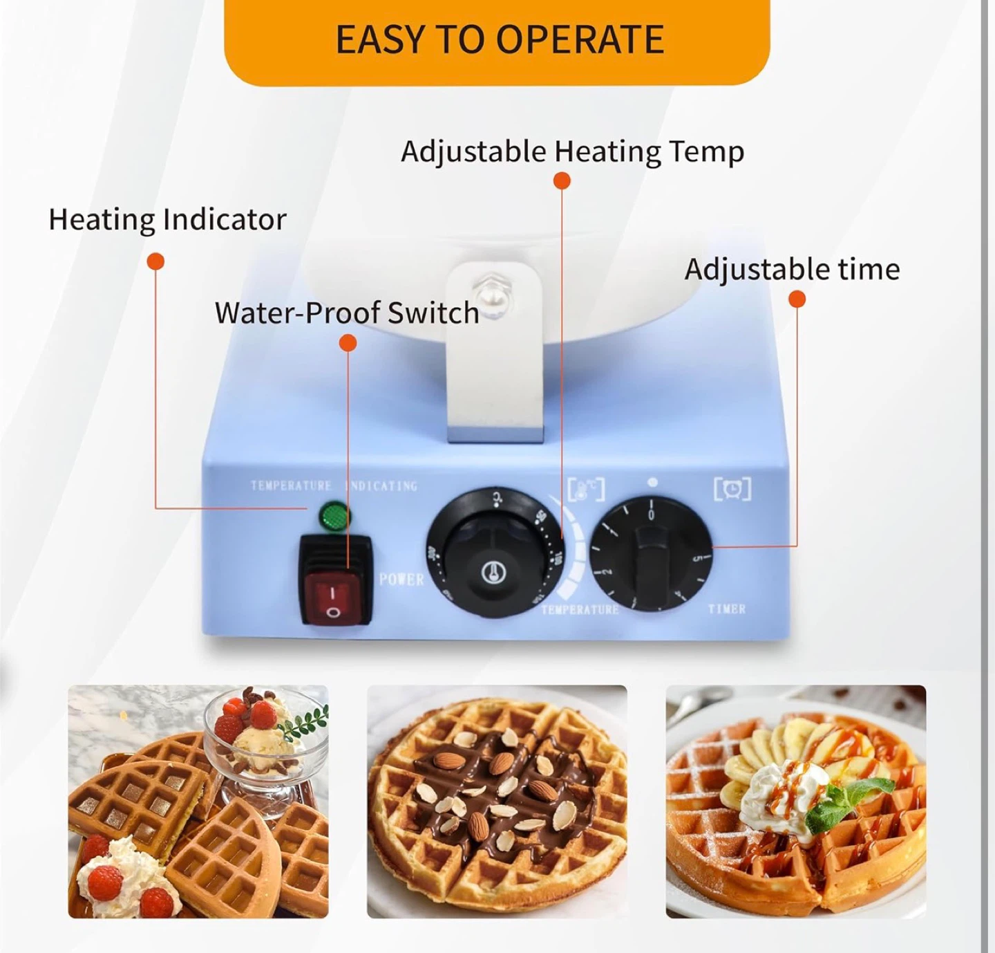 Round Waffle Maker - Light Blue - photo 4