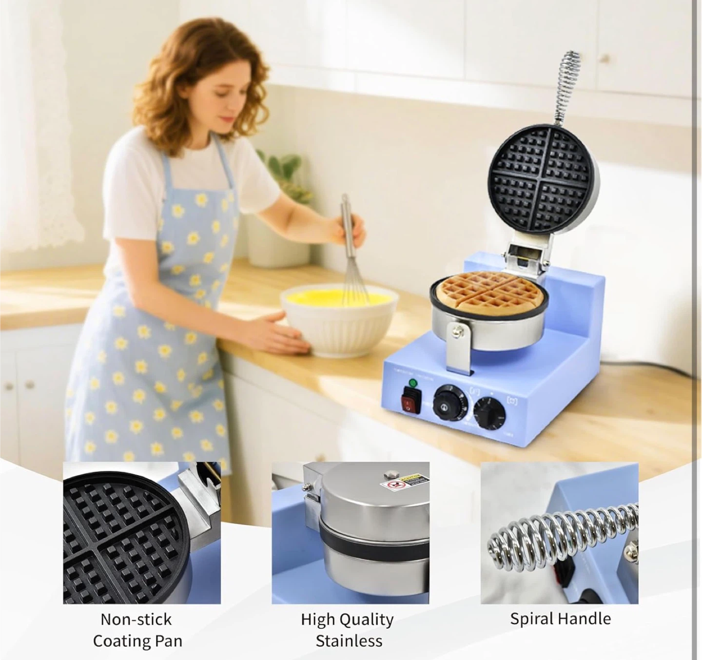 Round Waffle Maker - Light Blue - photo 5