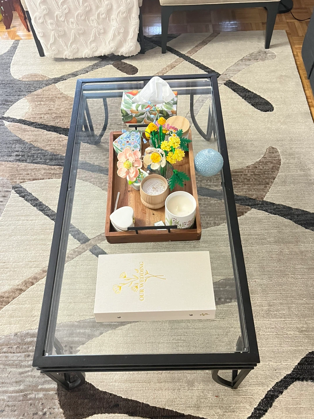 Glass Coffee Table with Black Metal Frame - photo 3