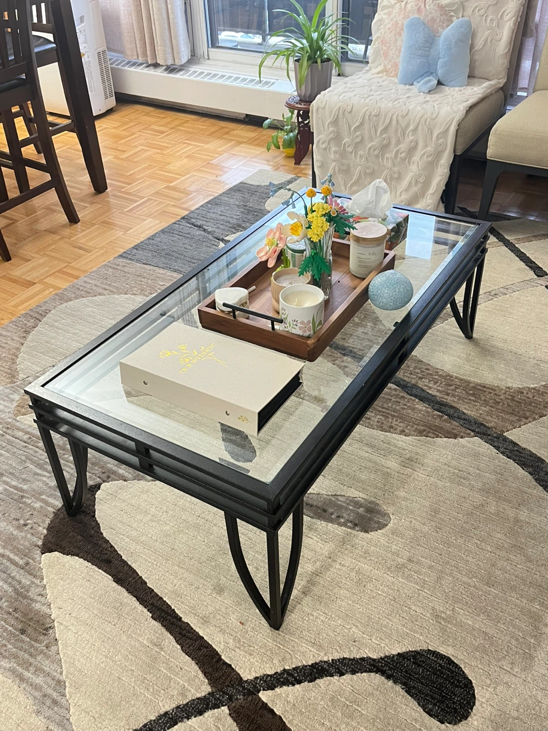 Glass Coffee Table with Black Metal Frame - photo 2