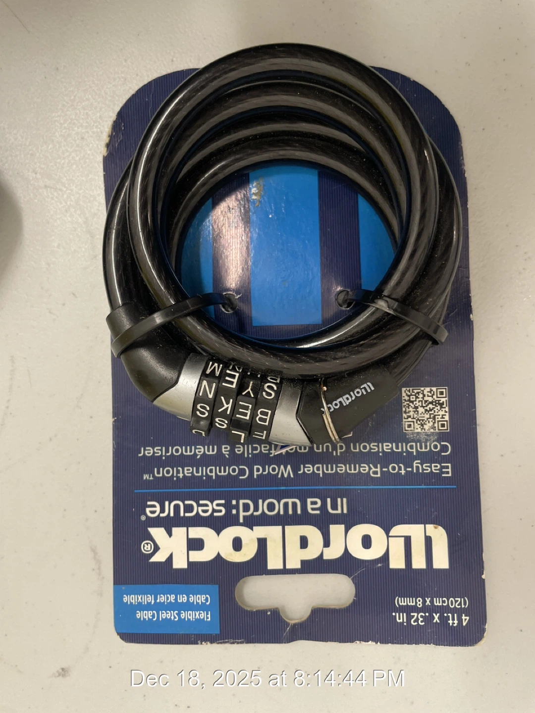 Wordlock Combination Bike Lock - New!