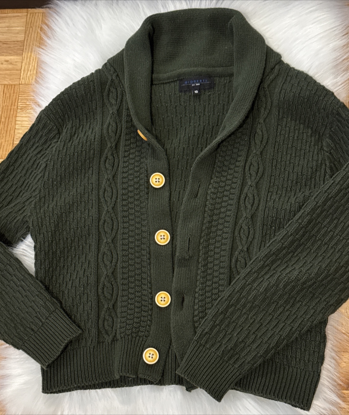 Gioberti Olive Green Cardigan - Size 10