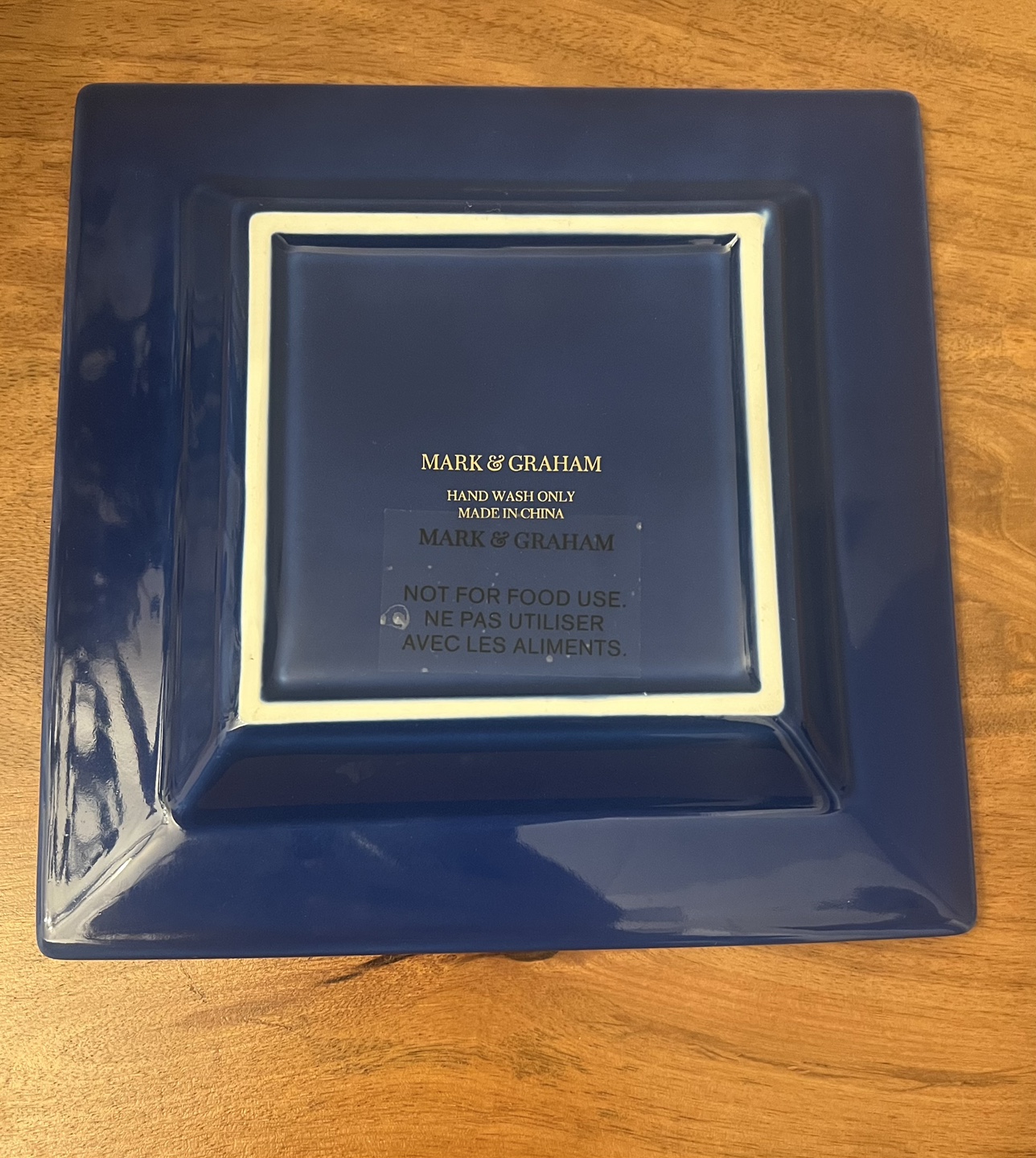 Square Navy & Gold Ceramic Catchall Plate by Mark & Graham - photo 3