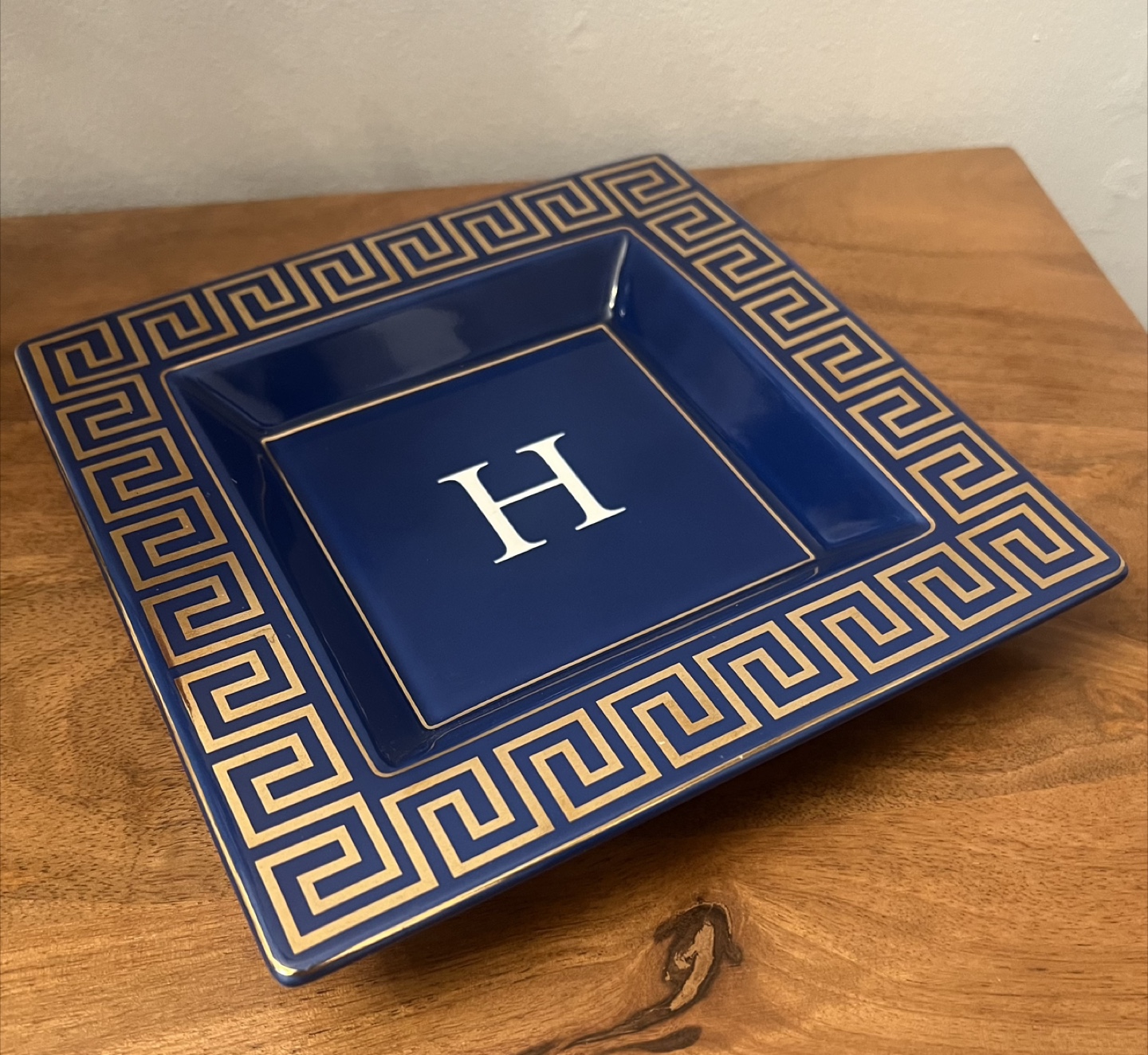 Square Navy & Gold Ceramic Catchall Plate by Mark & Graham