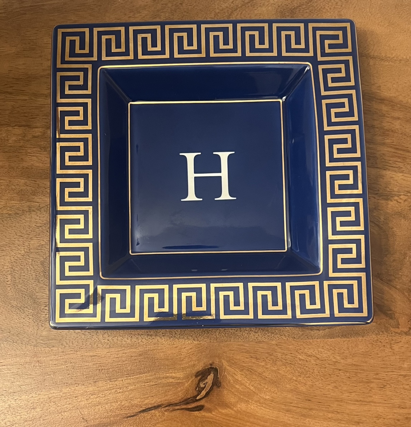Square Navy & Gold Ceramic Catchall Plate by Mark & Graham - photo 4
