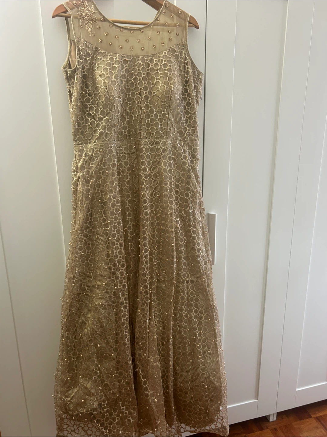 Gold Embellished Sleeveless Dress