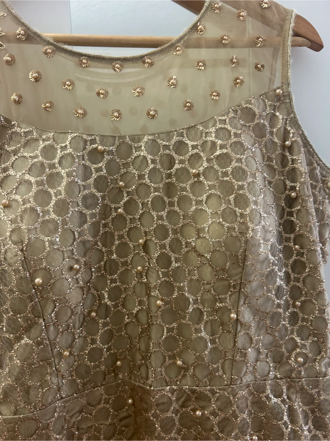 Gold Embellished Sleeveless Dress - photo 3