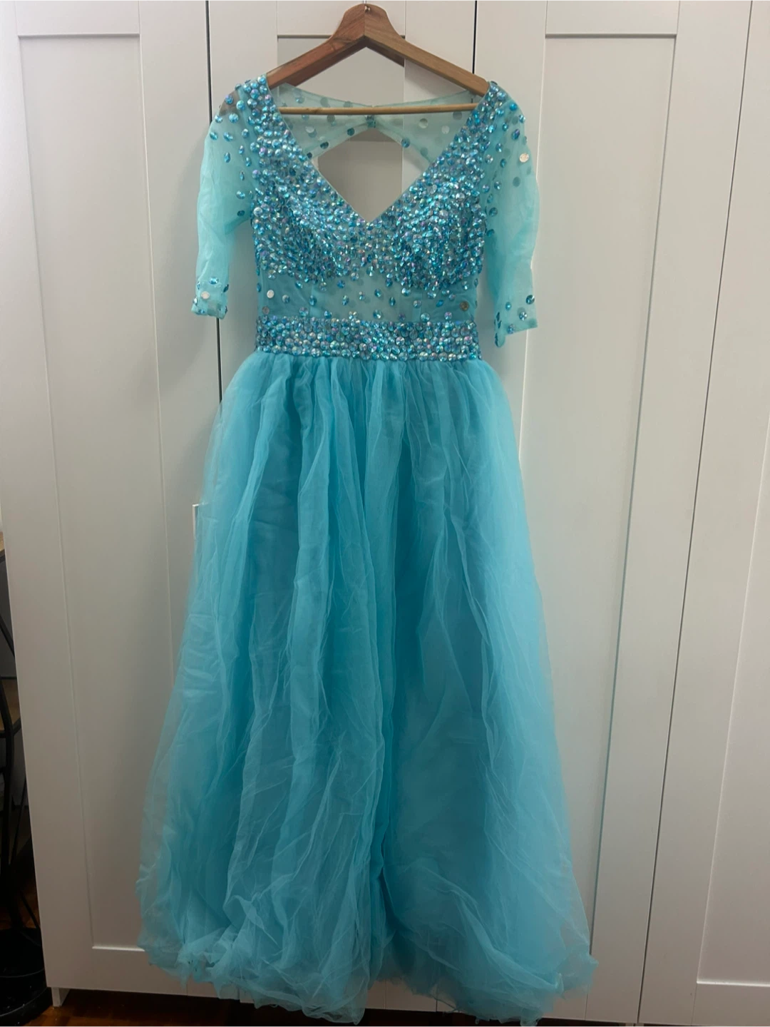 Light Blue Beaded Tulle Dress - photo 3