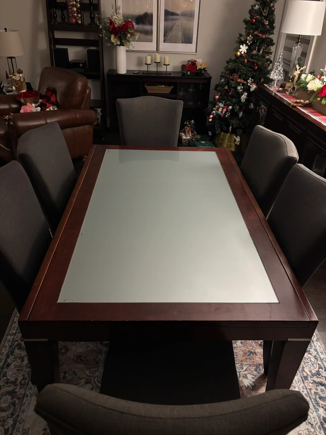 Dining table with 6 chairs and display cabinet - photo 2