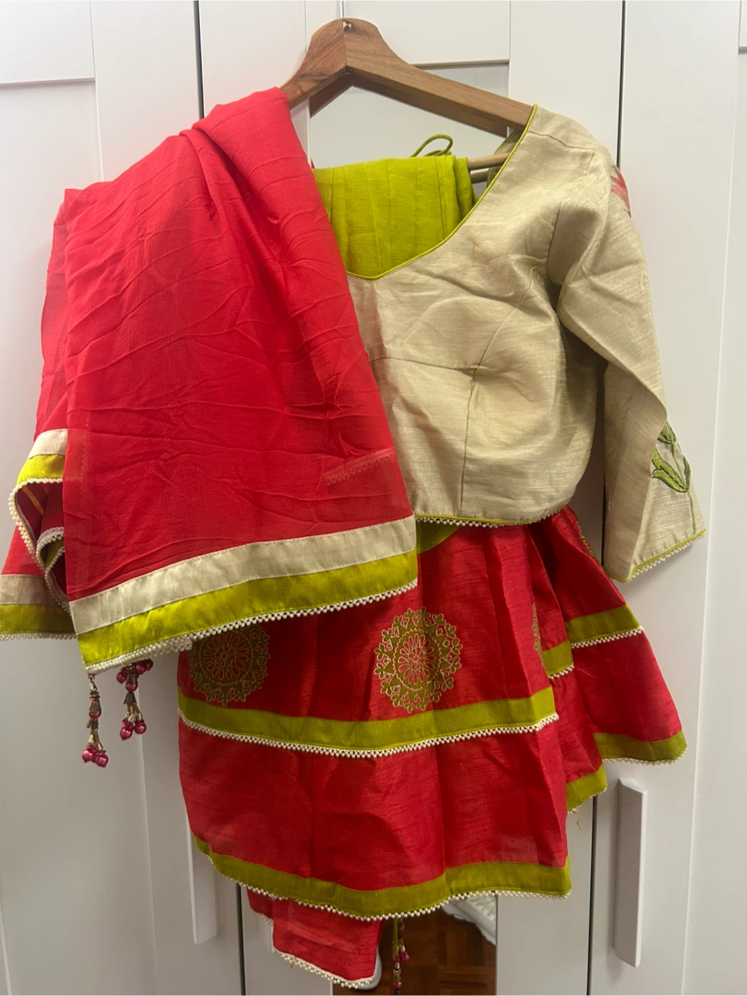 Indian Lehenga Choli Set - Red & Gold
