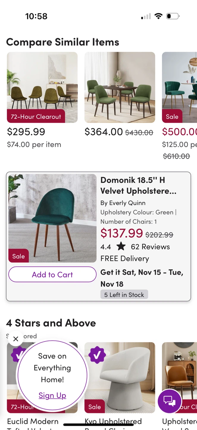 Set of 2 Wayfair Domonik Velvet Chairs - photo 5