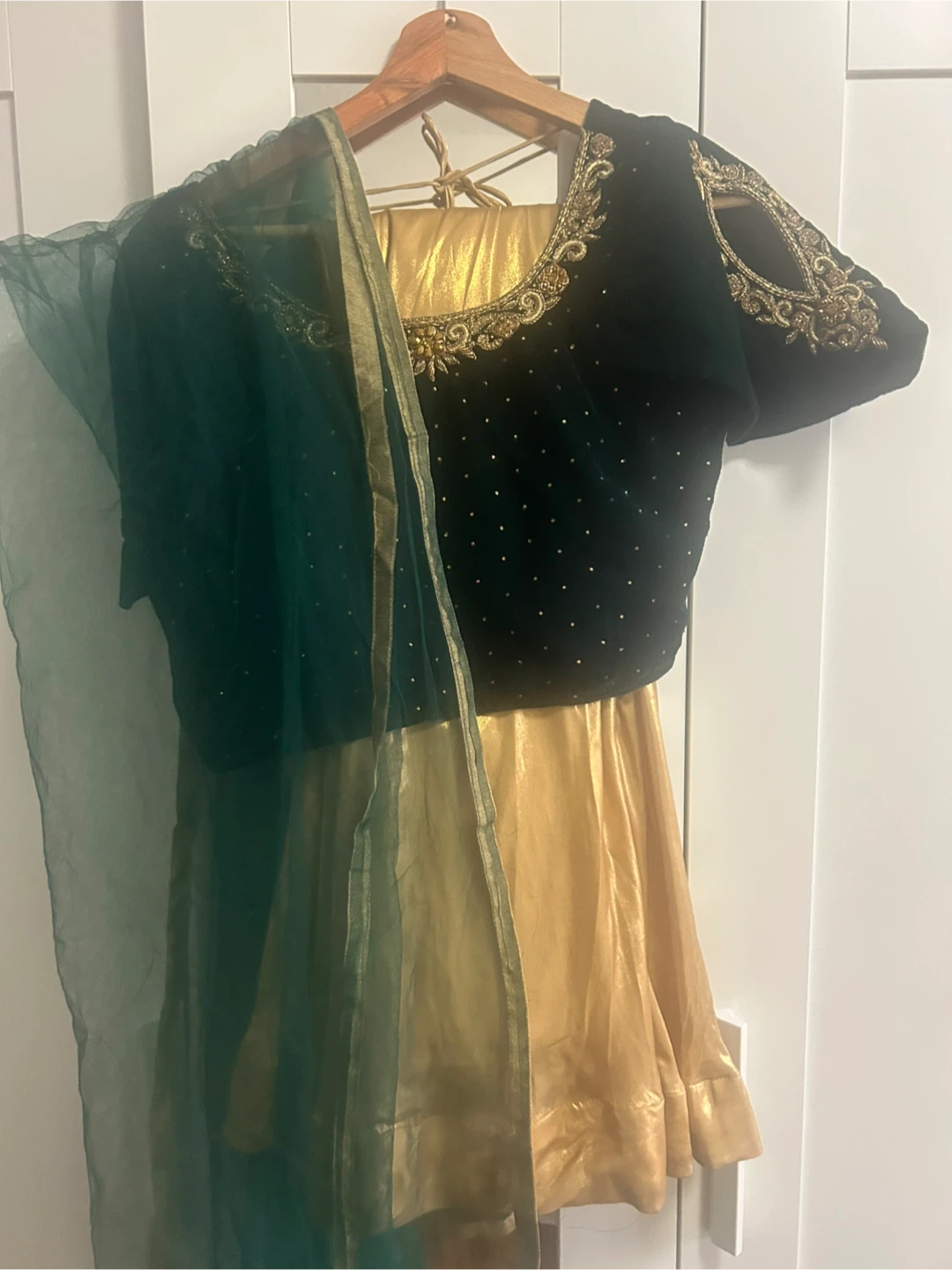 Green & Gold Embroidered Lehenga Choli Set