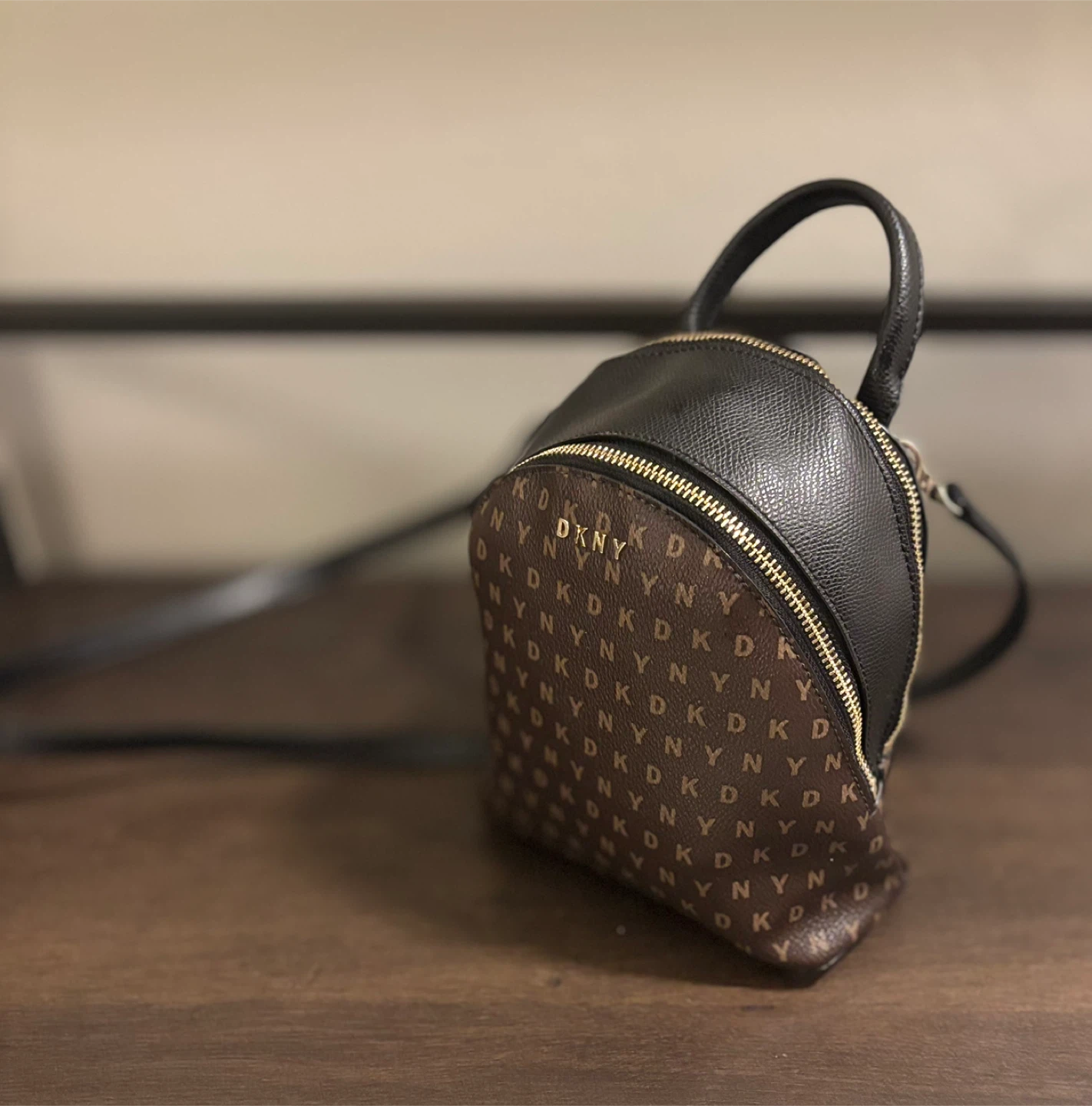 DKNY Iconic Brown/Black mini knapsack bag - photo 3