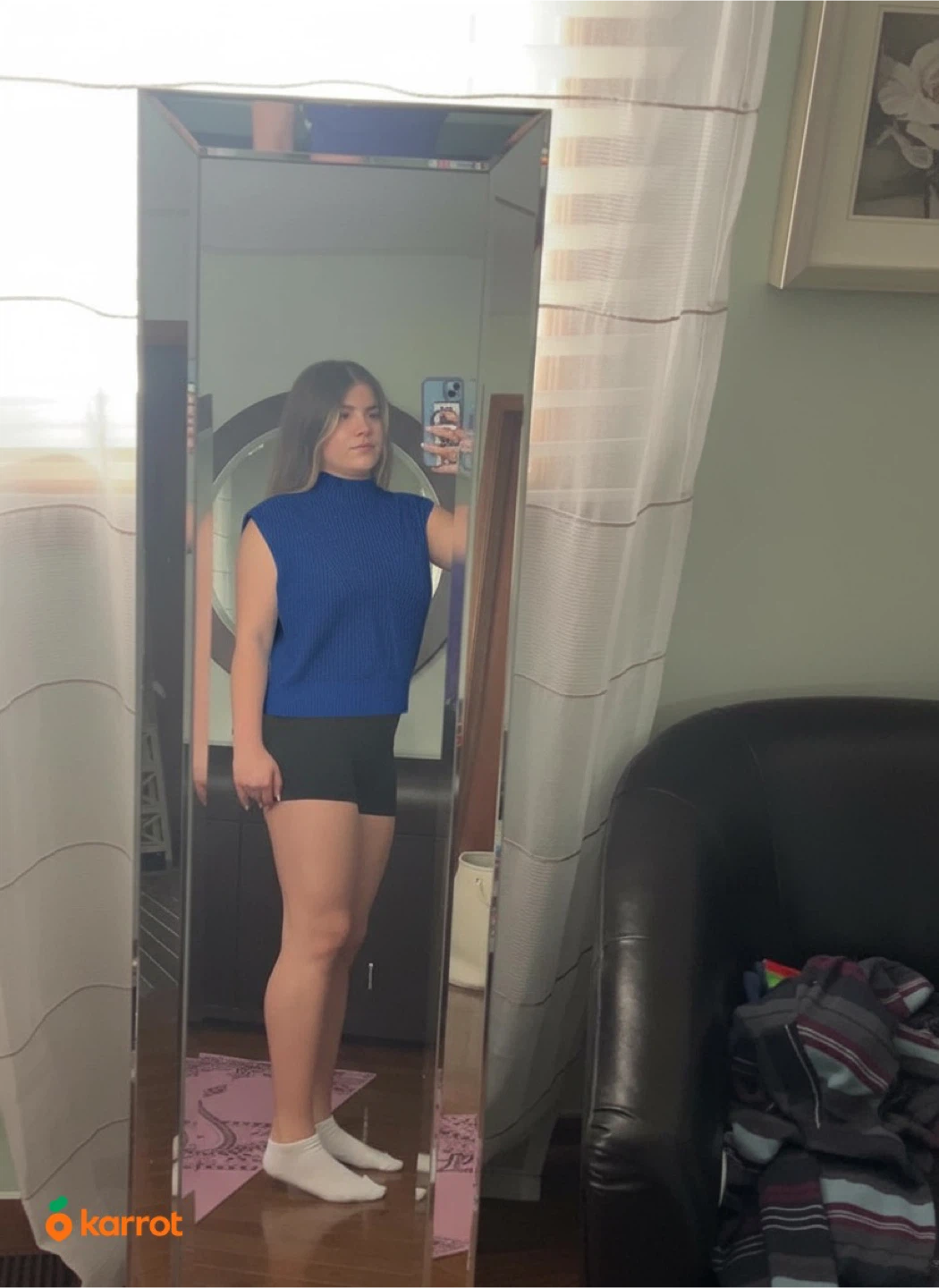 Blue Sleeveless Knit Top