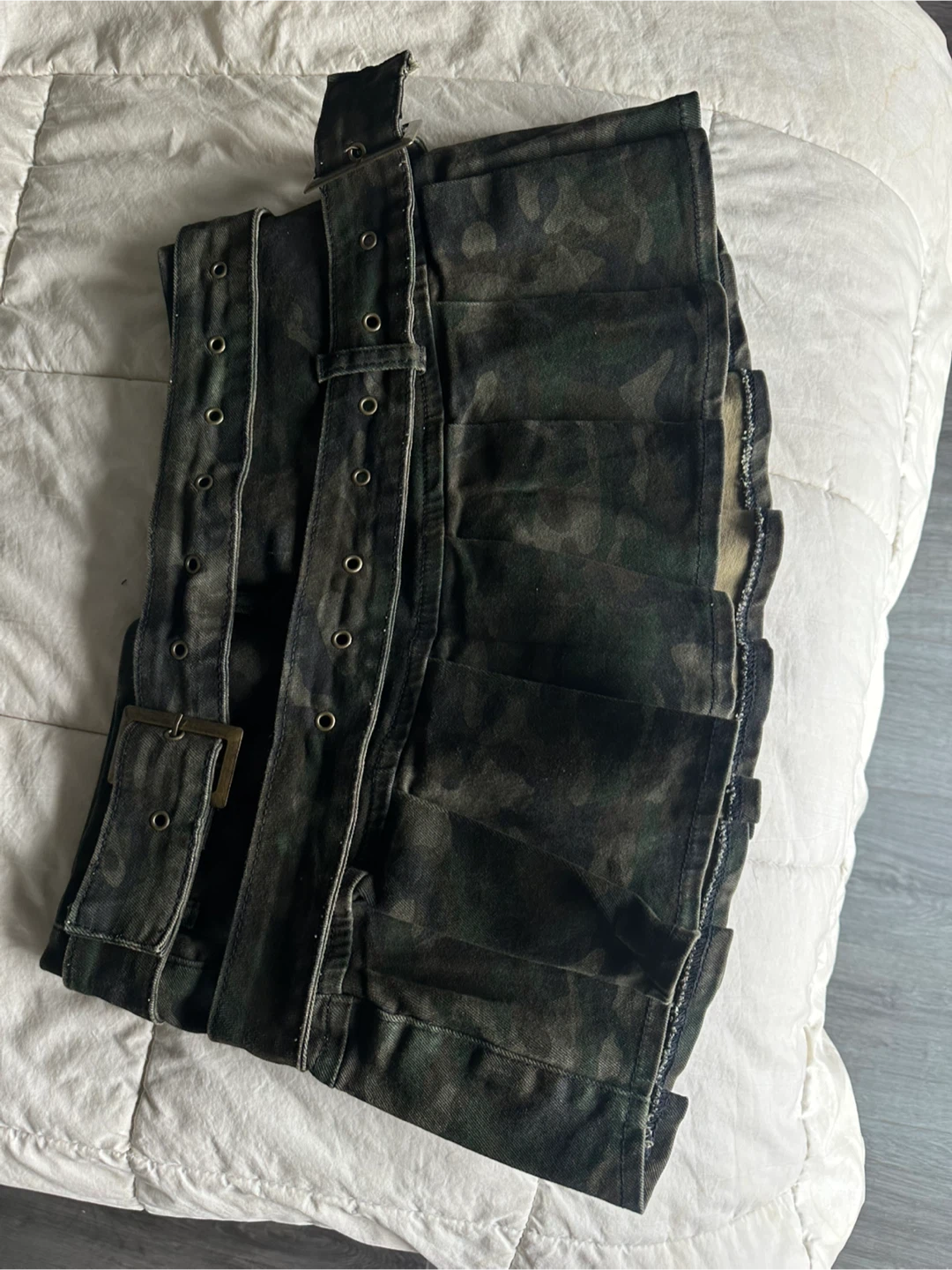 Camo Pleated Mini Skirt