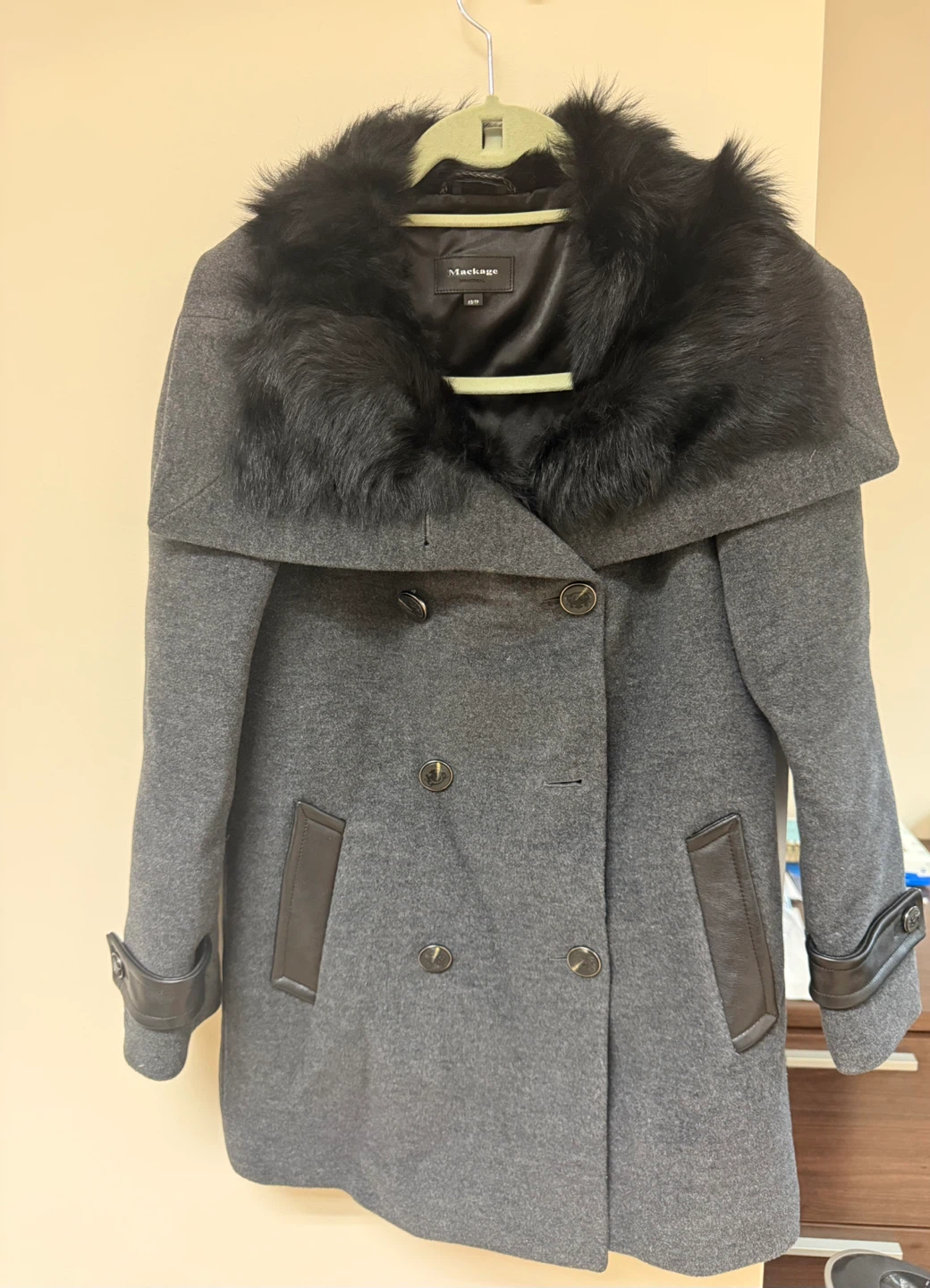 Mackage Wool Coat with Faux Fur Collar – Women’s XS - photo 2