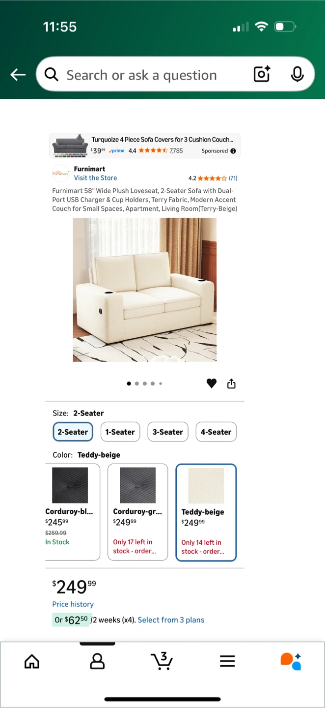 Furnimart 2-Seater Sofa - Teddy Beige - photo 2