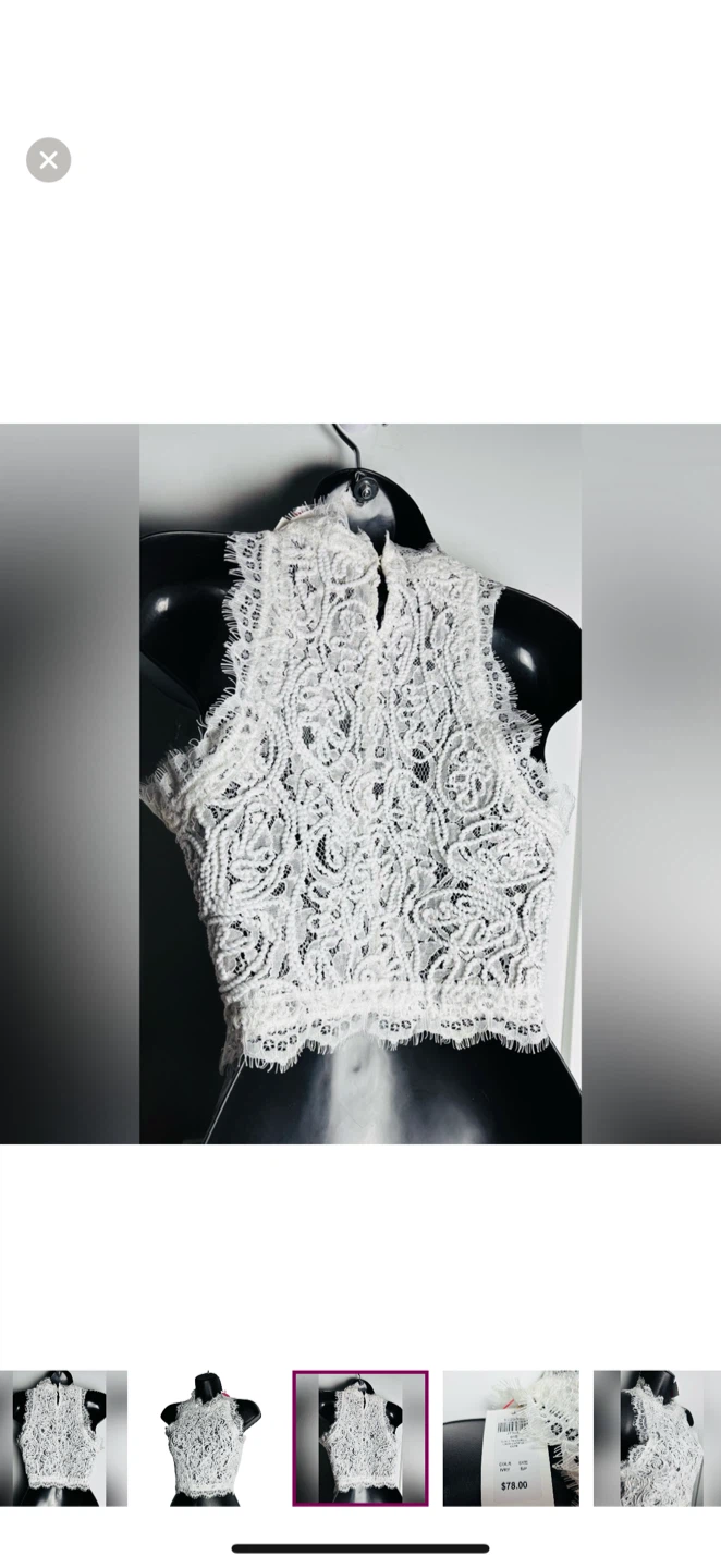Honey Ivory Lace Textured Cropped Sleeveless Blouse (BNWT) - photo 5