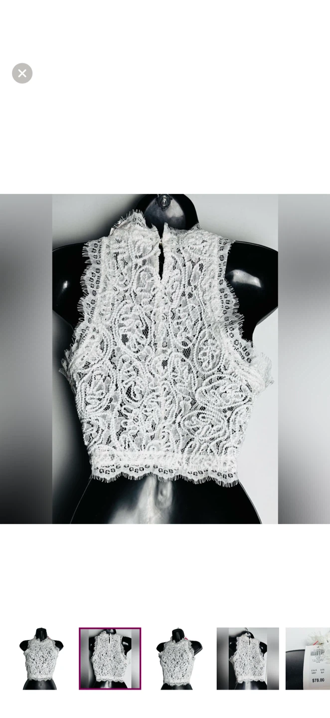 Honey Ivory Lace Textured Cropped Sleeveless Blouse (BNWT) - photo 2