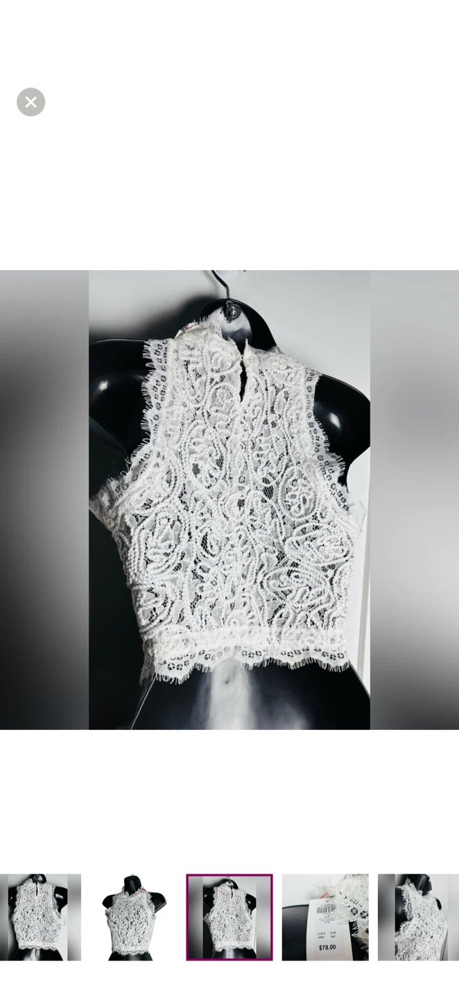 Honey Ivory Lace Textured Cropped Sleeveless Blouse (BNWT) - photo 4