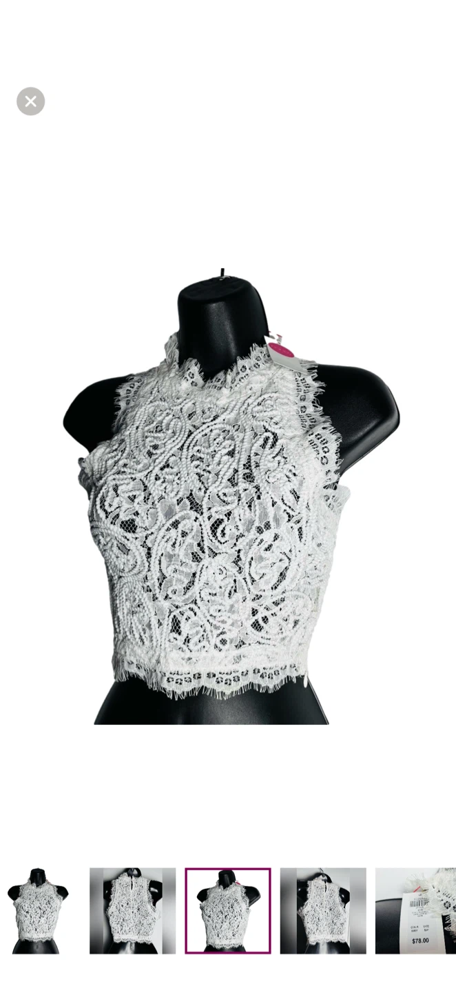 Honey Ivory Lace Textured Cropped Sleeveless Blouse (BNWT) - photo 3