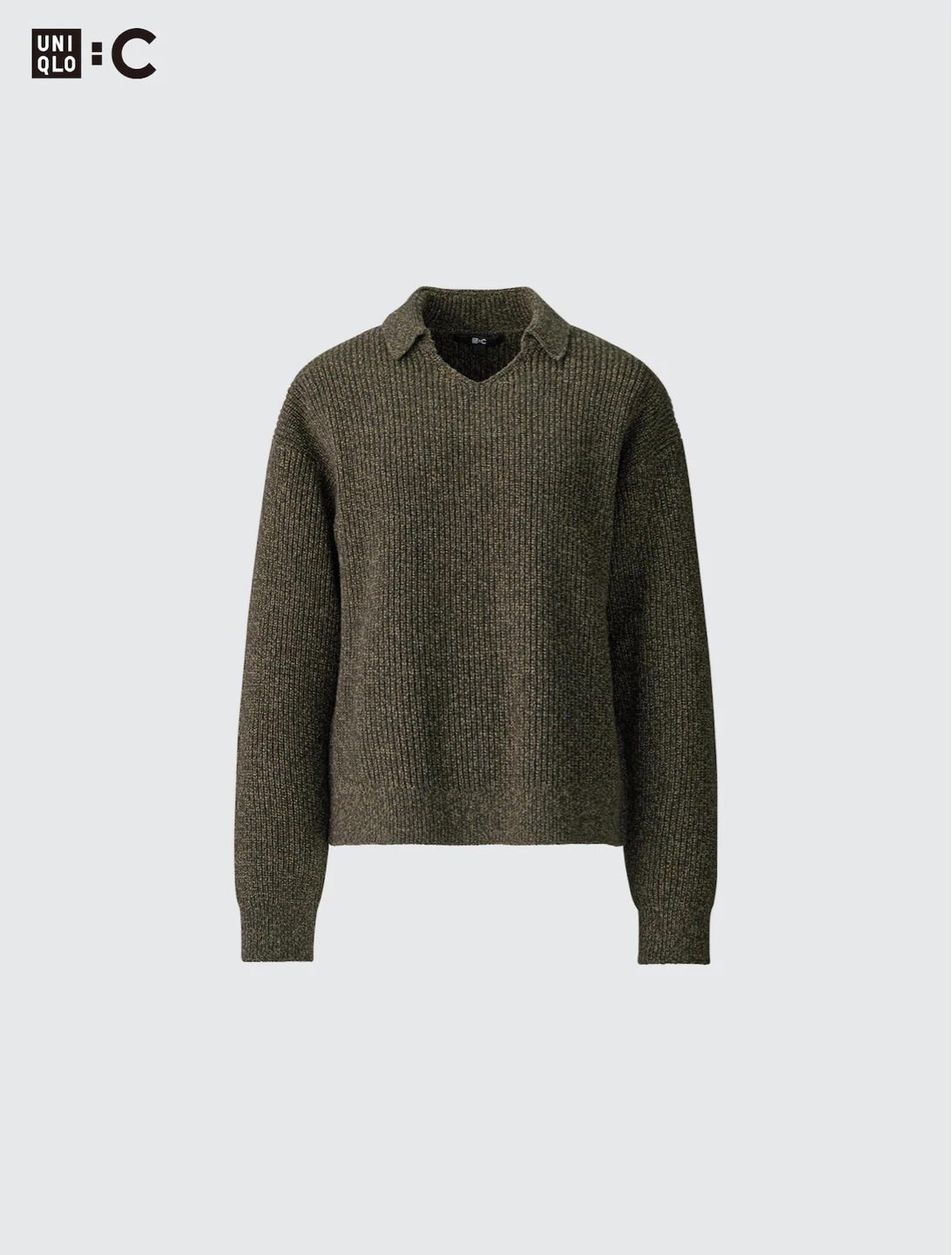 Uniqlo : C Knit Collar Mix Yarn Polo Sweater Size Large - photo 2