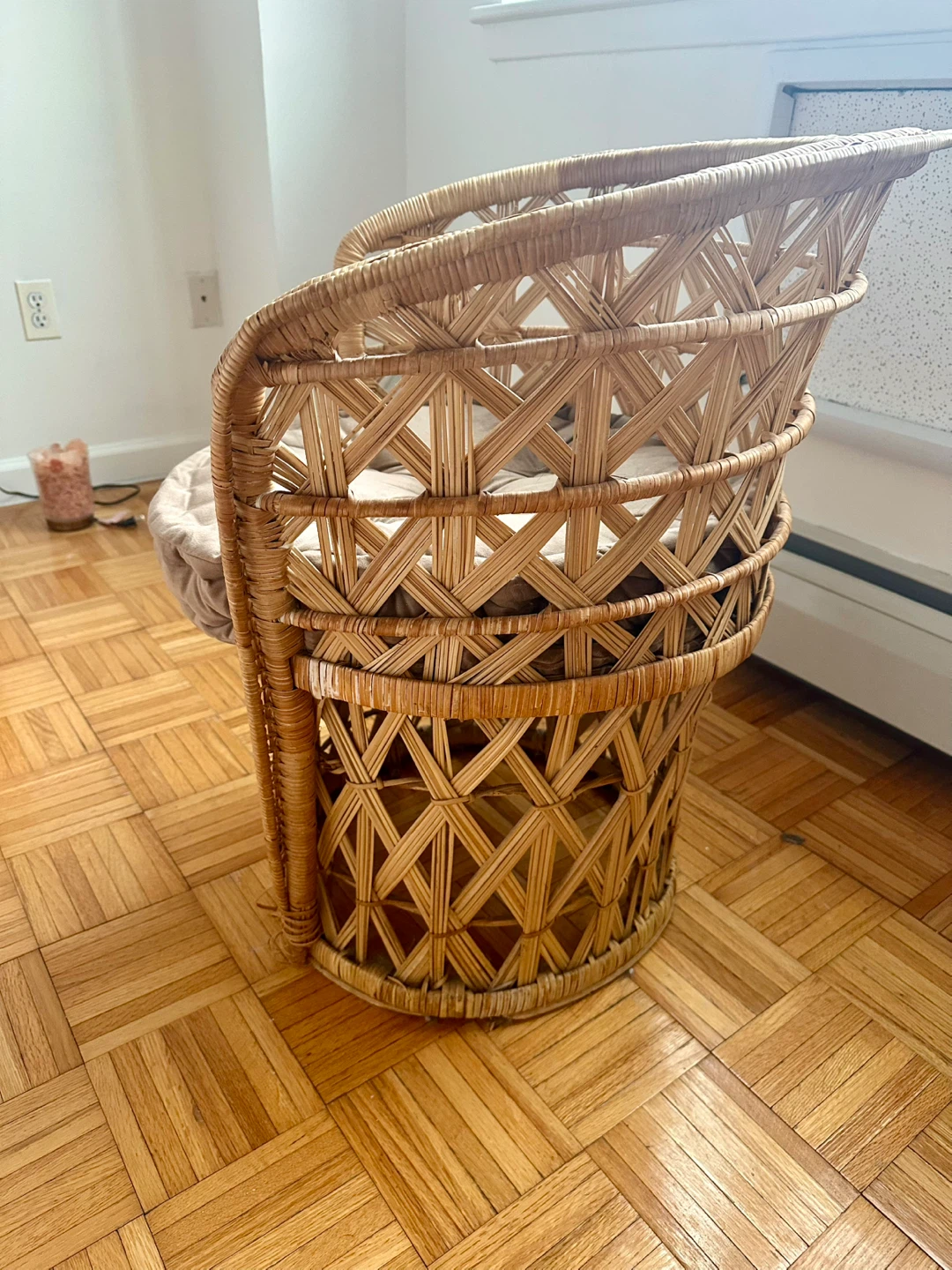 Vintage Wicker /RattanBarrel Chair with Cushion - photo 4