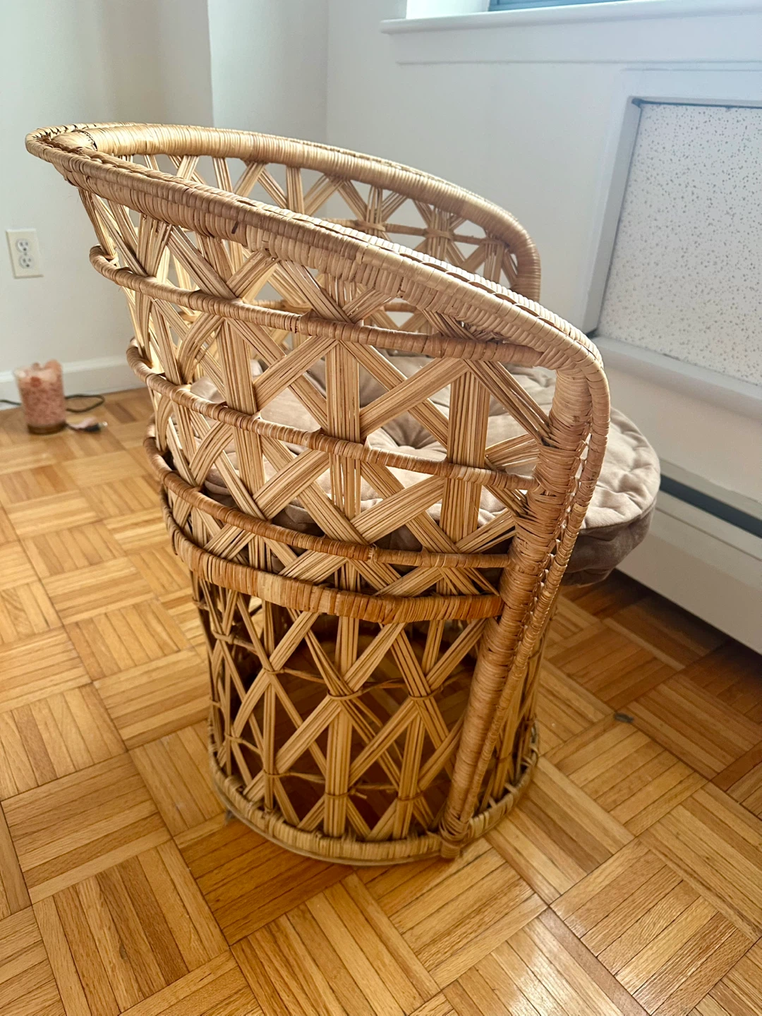 Vintage Wicker /RattanBarrel Chair with Cushion - photo 2